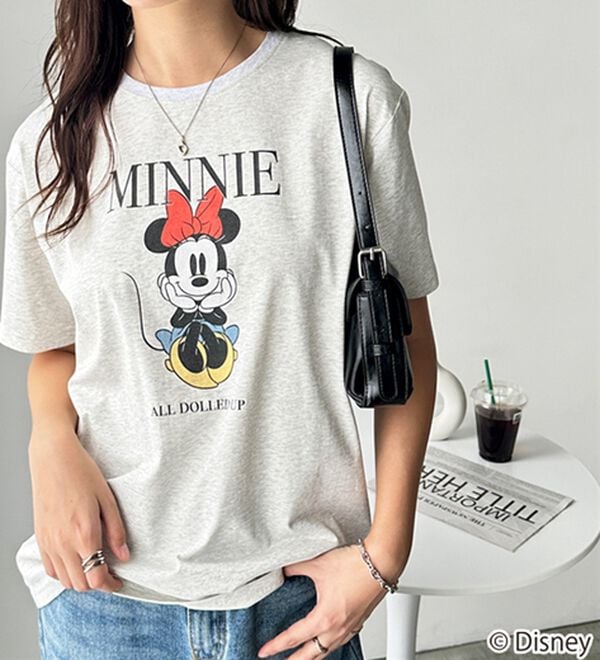 GeeRA（ジーラ）の「【Disney/ディズニー】別注/Mickey Mouse＆Minnie Mouse/ヴィンテージプリントTシャツ（カットソー）」｜ミニー&times;杢グレー