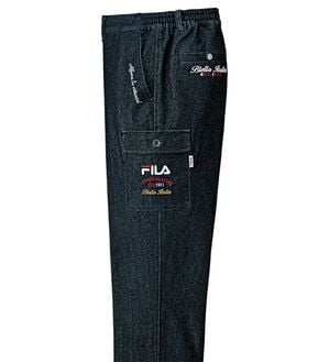 「＜フィラ＞裏フリース暖かカーゴパンツ（メンズフルレングスパンツ）」｜インディゴ