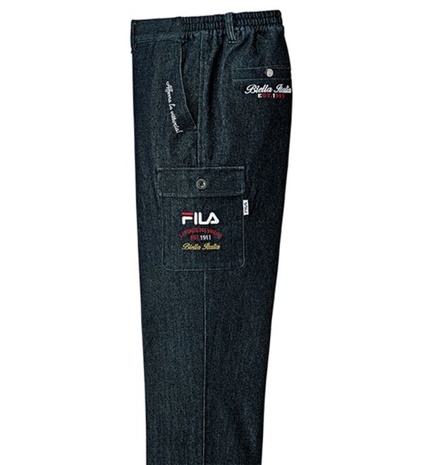 「＜フィラ＞裏フリース暖かカーゴパンツ（メンズフルレングスパンツ）」｜インディゴ