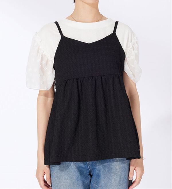 BELLUNA（ベルーナ）の「ジャカード素材バックリボンビスチェ（タンクトップ・キャミソール）」｜詳細画像