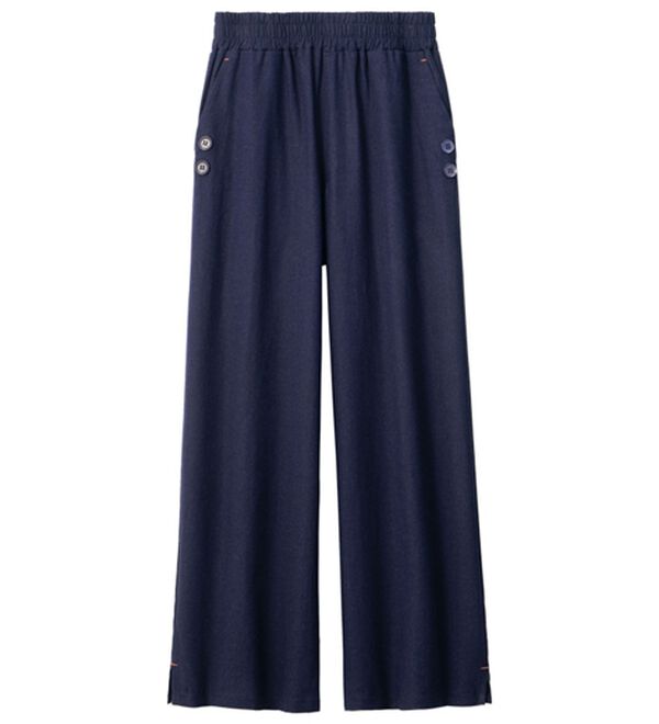 ルフラン（ルフラン）の「アイロンいらずの軽快パンツ（ワイドパンツ・ガウチョ）」｜ネイビー