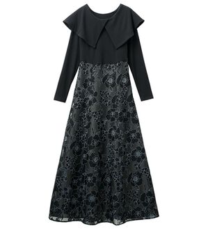 RANAN（ラナン）の「オパールフラワードッキングワンピース（ドッキングワンピース）」｜ブラック系