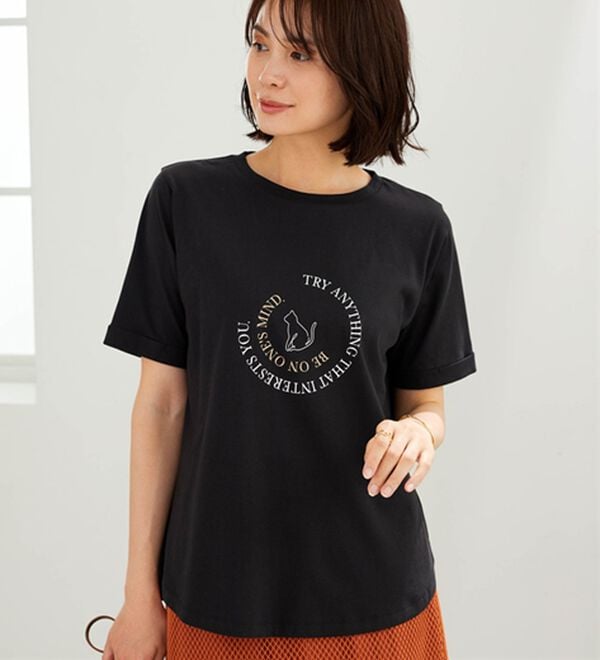 BELLUNA（ベルーナ）の「綿１００％着映えネコ柄プリントＴシャツ（Tシャツ）」｜詳細画像