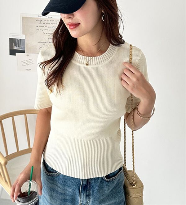 GeeRA（ジーラ）の「編地切替ニットトップス（ニット・セーター）」｜詳細画像