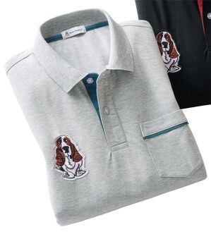 「＜ハッシュパピー＞配色長袖ポロシャツ（メンズポロシャツ）」｜グレー
