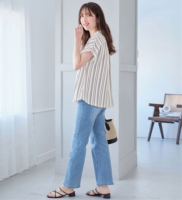 alotta（アロッタ）の「【４つの機能付】ひんやりスキッパーＴシャツブラウス（ブラウス）」｜詳細画像