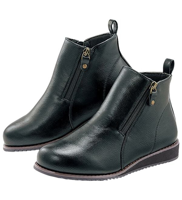 BELLUNA（ベルーナ）の「ゆったり５Ｅダブルファスナーブーツ（ブーツ）」｜ブラック