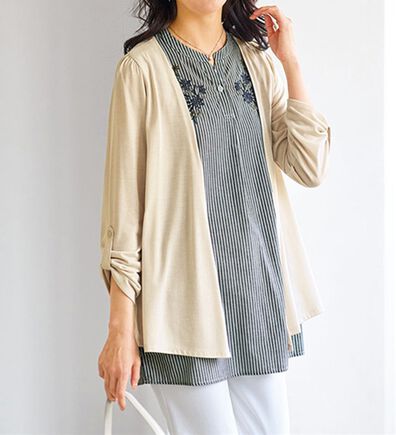 BELLUNA（ベルーナ）の「刺しゅう使いトッパーフェイクチュニック（チュニック）」