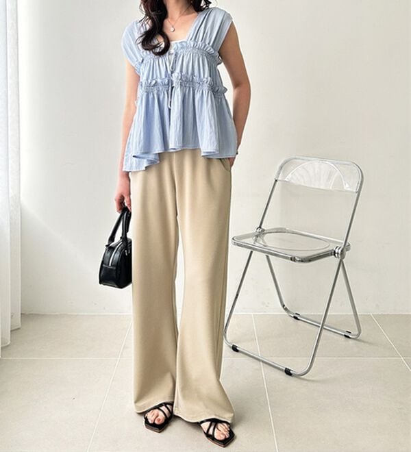 GeeRA（ジーラ）の「美脚見えカーブフレアパンツ（フルレングスパンツ）」｜詳細画像