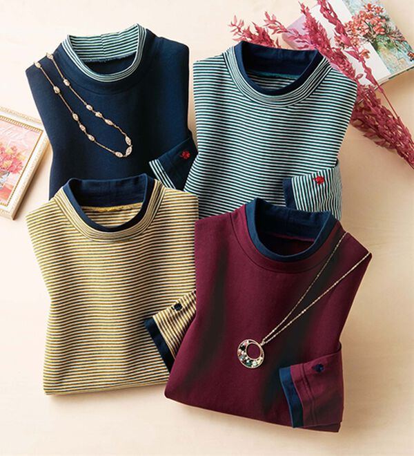 ルフラン（ルフラン）の「【４色組】着心地快適！重ね衿プルオーバー（カットソー）」｜4色組