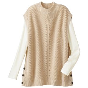 BELLUNA（ベルーナ）の「多ボタン使い上品アイレットデザインベスト（ベスト）」｜ベージュ