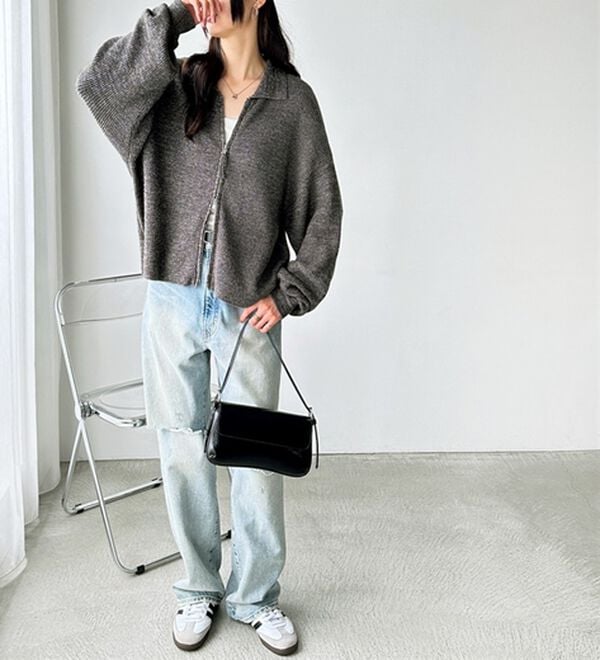 GeeRA（ジーラ）の「ダブルジップニットカーデ（ニットカーディガン）」｜詳細画像