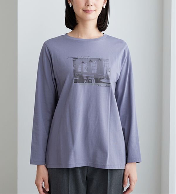 BELLUNA（ベルーナ）の「【着回しのミカタ！】綿100％大人顔サマ見えプリントロンT（カットソー）」｜詳細画像