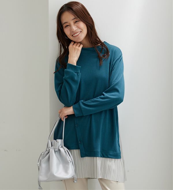 BELLUNA（ベルーナ）の「裾プリーツ切替ボタン使いチュニック（チュニック）」｜詳細画像