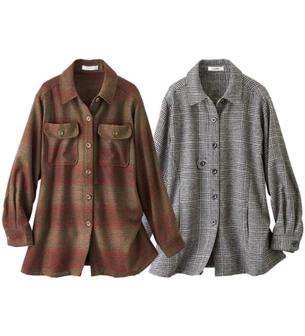 ルフラン（ルフラン）の「【２色組】あたたかウール混ブラウスジャケット（その他ジャケット）」｜2色組