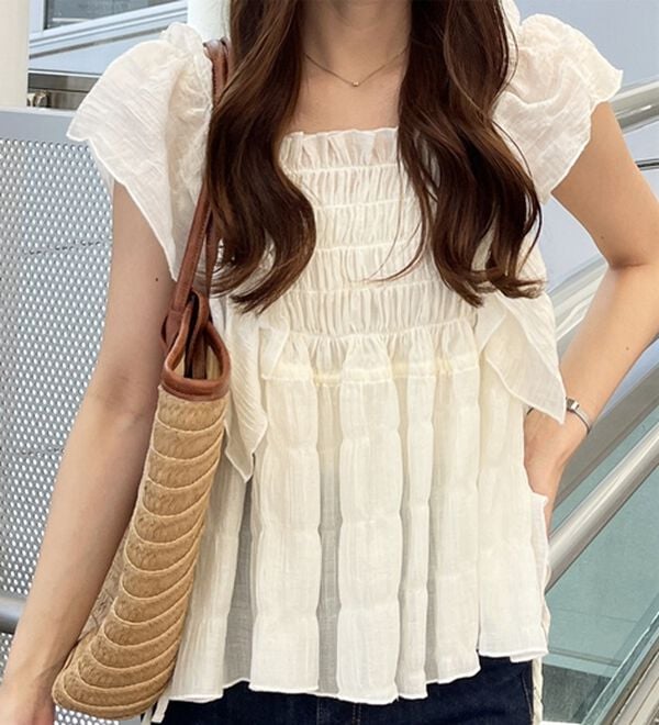 GeeRA（ジーラ）の「フリルシャーリングブラウス（ブラウス）」｜詳細画像