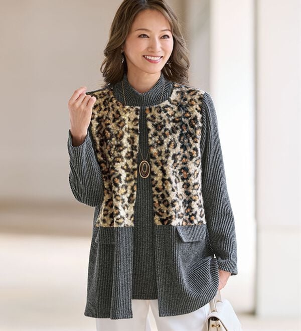 BELLUNA（ベルーナ）の「リング調ブークレー素材切替ジャケットアンサンブル（その他ジャケット）」｜詳細画像