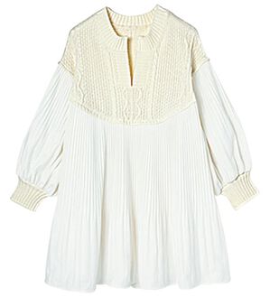 RANAN（ラナン）の「ニットドッキングプリーツブラウス（ブラウス）」｜エクリュ系