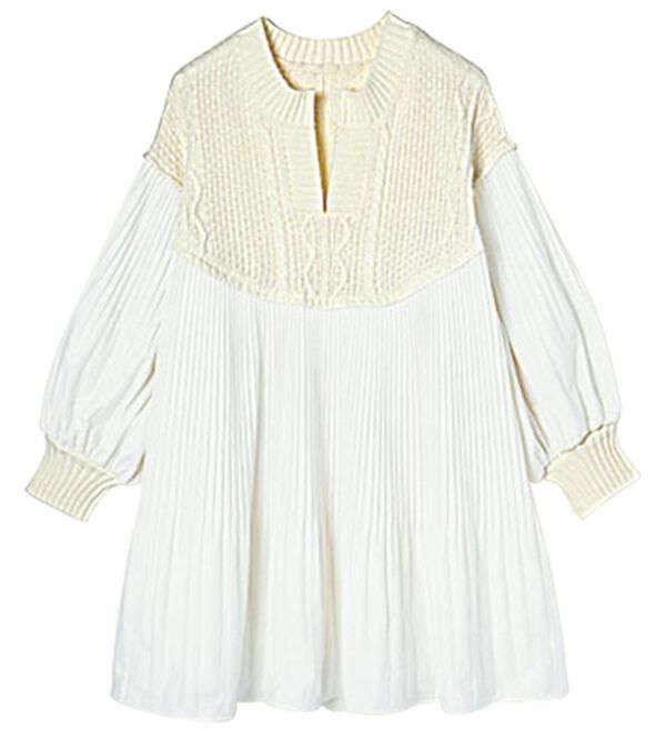 RANAN（ラナン）の「ニットドッキングプリーツブラウス（ブラウス）」｜エクリュ系