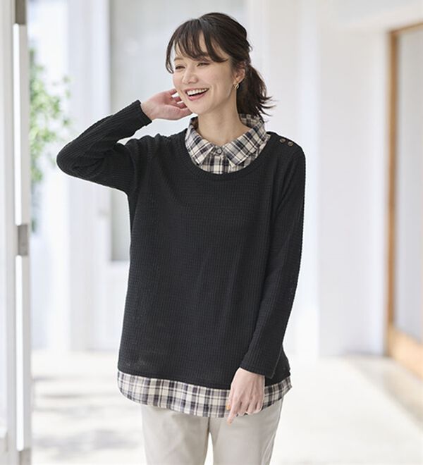 BELLUNA（ベルーナ）の「異素材重ね着風チュニック（チュニック）」｜詳細画像