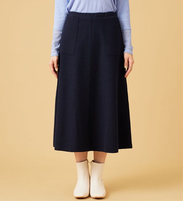 BELLUNA（ベルーナ）の「ふんわりメルトン素材ポケット付スカート（ロングスカート）」｜詳細画像