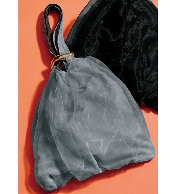 RANAN（ラナン）の「チュール重ねリングモチーフバッグ（ハンドバッグ）」｜グレー