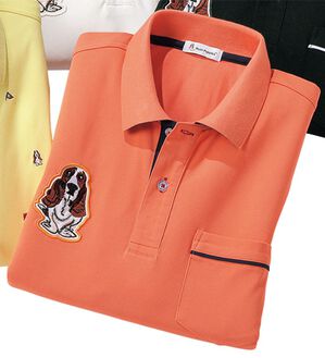 「＜ハッシュパピー＞ワッペン付配色ポロシャツ（メンズポロシャツ）」｜ブラッドオレンジ