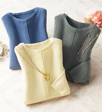 ルフラン（ルフラン）の「【３色組】綿１００％！美人見えニットプルオーバー（ニット・セーター）」