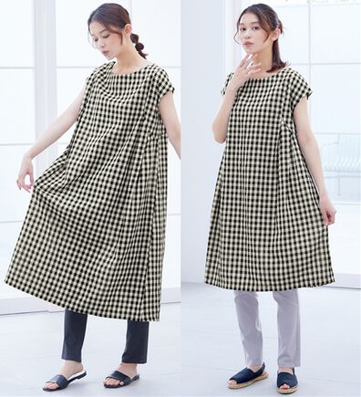 Viola e Viola（ヴィオラ エ ヴィオラ）の「【選べる２丈】ギンガムタック使いワンピース（その他ワンピース）」