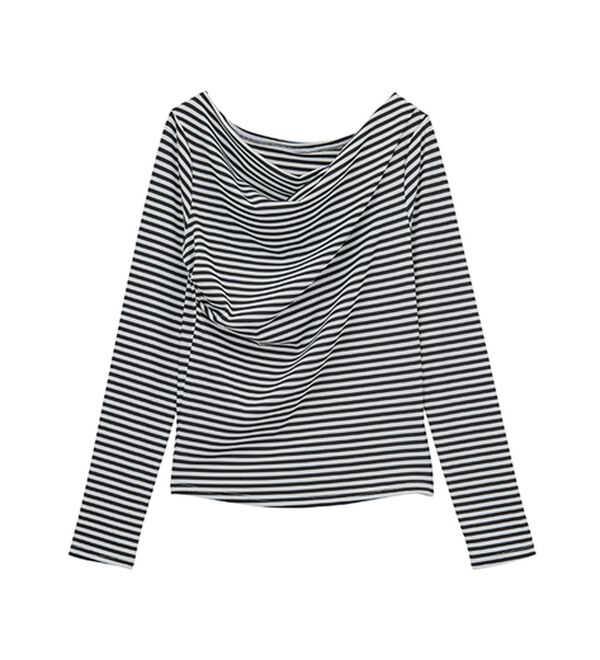 RANAN（ラナン）の「上品ドレープリブロングＴシャツ（カットソー）」｜詳細画像