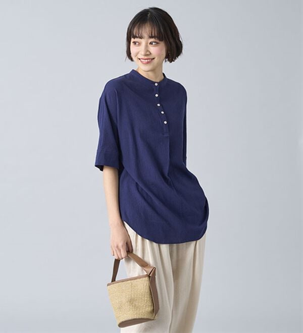 BELLUNA（ベルーナ）の「綿１００％ワッシャー素材ゆったりドルマンブラウス（ブラウス）」｜詳細画像