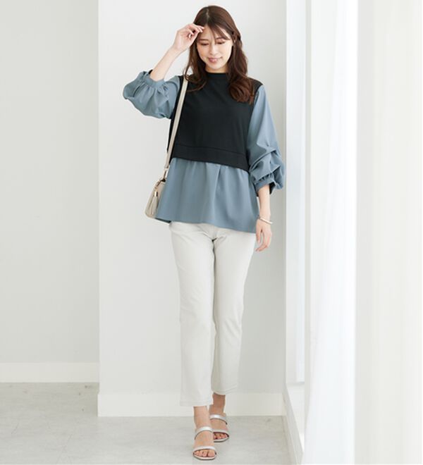 BELLUNA（ベルーナ）の「異素材切替袖タックデザインチュニック（チュニック）」｜詳細画像