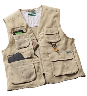 「夏素材の多ポケットベストコレクション（メンズベスト）」｜ベージュ(楊柳)