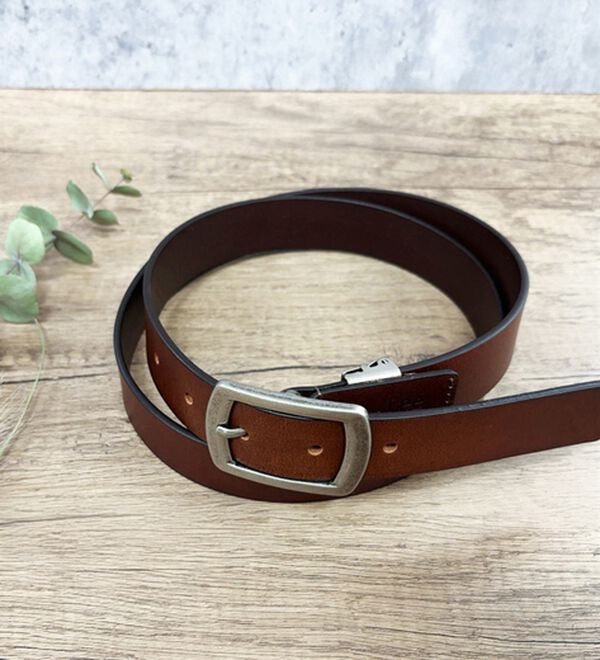 「【Lee】紳士牛革レザーナローベルト（メンズベルト）」｜ダークブラウン