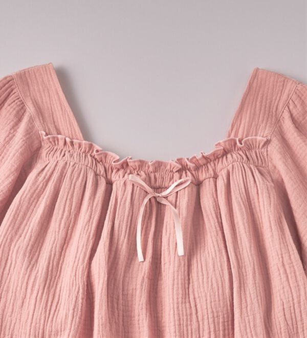 YU'NOW（ユナウ）の「【カップ付】Ｗガーゼの湯上りワンピース（パジャマ・ルームウェア）」｜詳細画像