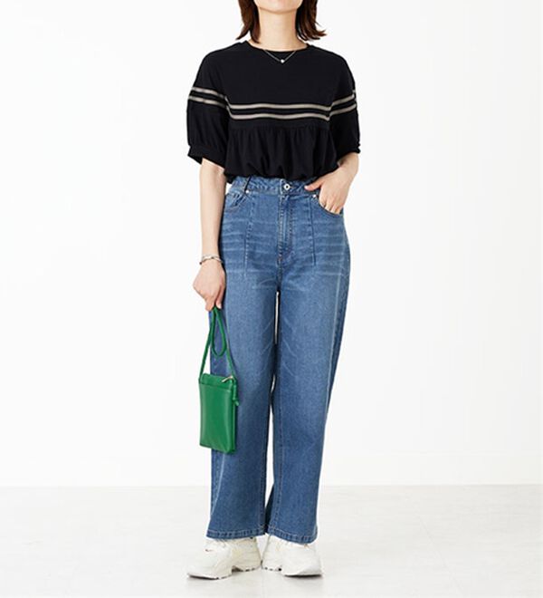 BELLUNA（ベルーナ）の「【Ｌａｇｒｉｌｕａ】配色ライン使いカットソーチュニック（チュニック）」｜詳細画像