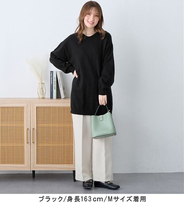 alotta（アロッタ）の「洗える！ゆるニットＶネックチュニック（チュニック）」｜詳細画像