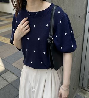 GeeRA（ジーラ）の「ドット柄ジャガードトップス（ニット・セーター）」｜ネイビー系