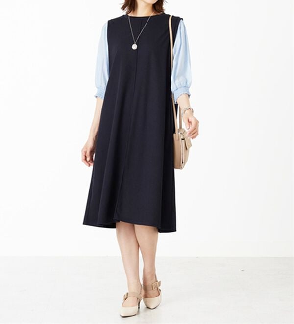 BELLUNA（ベルーナ）の「袖切替デザインシャーリングワンピース（その他ワンピース）」｜詳細画像