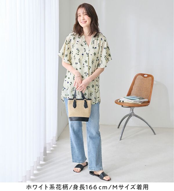 Viola e Viola（ヴィオラ エ ヴィオラ）の「【選べる２丈】さらっと涼感フレアスリーブブラウス（ブラウス）」｜詳細画像