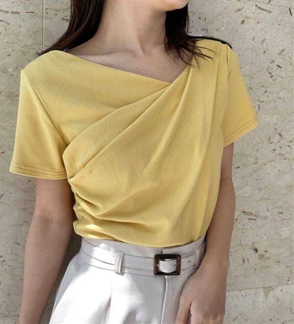 RANAN（ラナン）の「【ひんやり/UV対策】上品ドレープリブTシャツ（カットソー）」｜詳細画像