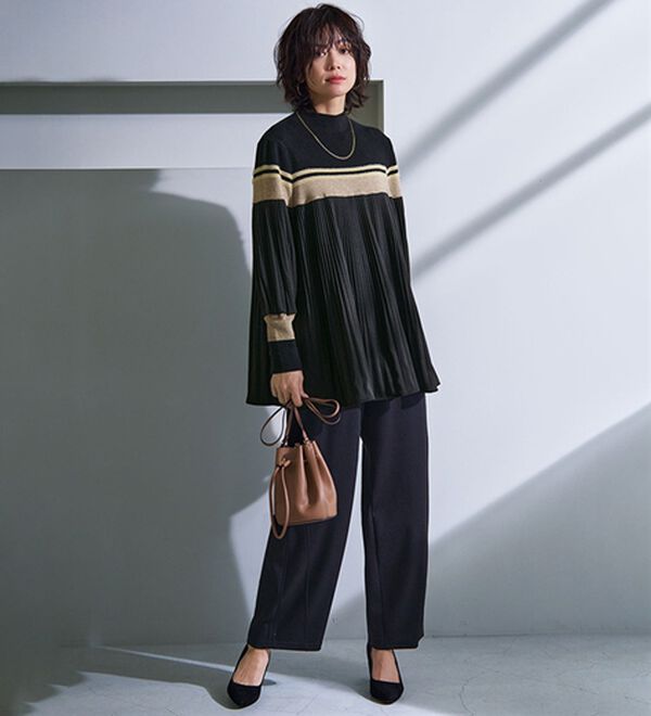BELLUNA（ベルーナ）の「大人の可愛いゆったりニット&times;プリーツチュニック（チュニック）」｜詳細画像