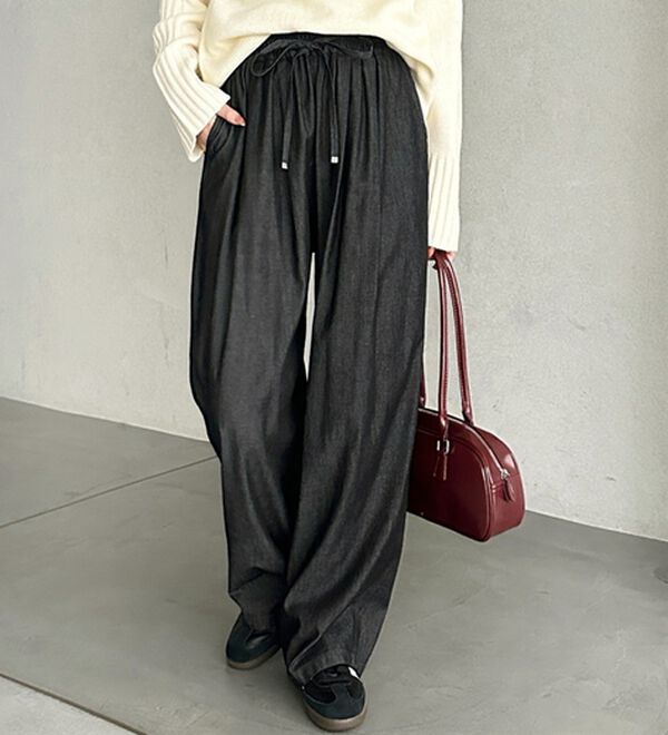 接触冷感】穿いて感激！キレイ見えする楽ちんワイドデニムパンツ