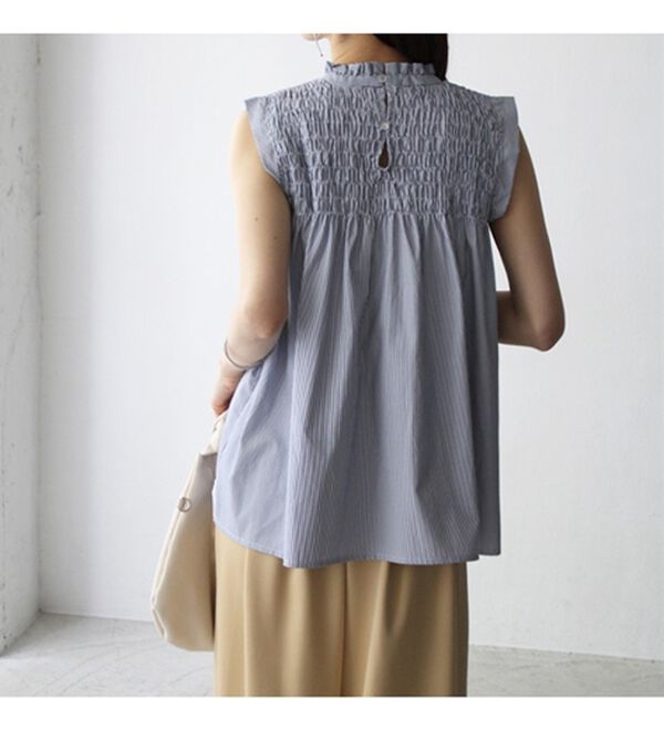 GeeRA（ジーラ）の「ストライプシャーリングブラウス（アンサンブル）」｜詳細画像