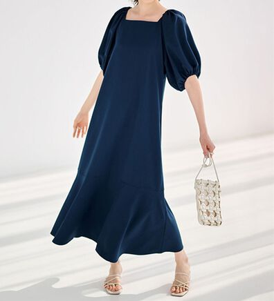 RANAN（ラナン）の「ひんやり！スクエアネックボリューム袖ワンピース（その他ワンピース）」