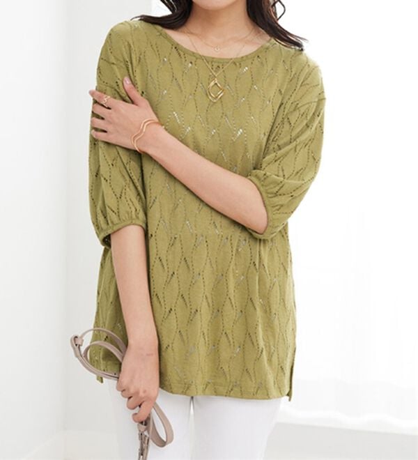 BELLUNA（ベルーナ）の「ストレッチレース素材ふんわり袖チュニック（チュニック）」｜詳細画像