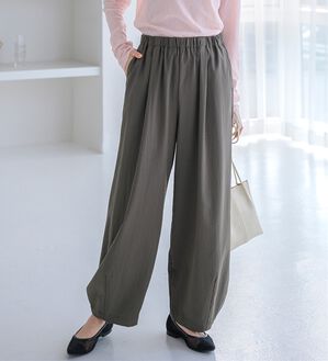 BELLUNA（ベルーナ）の「サラリ快適！ビンテージ調カーブパンツ（ワイドパンツ・ガウチョ）」｜詳細画像