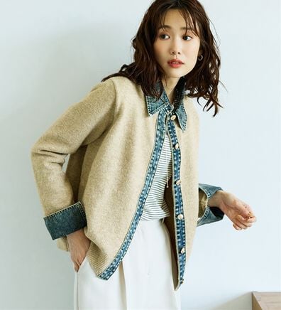 BELLUNA（ベルーナ）の「デニム&times;ニット切替ジャケット（その他ジャケット）」