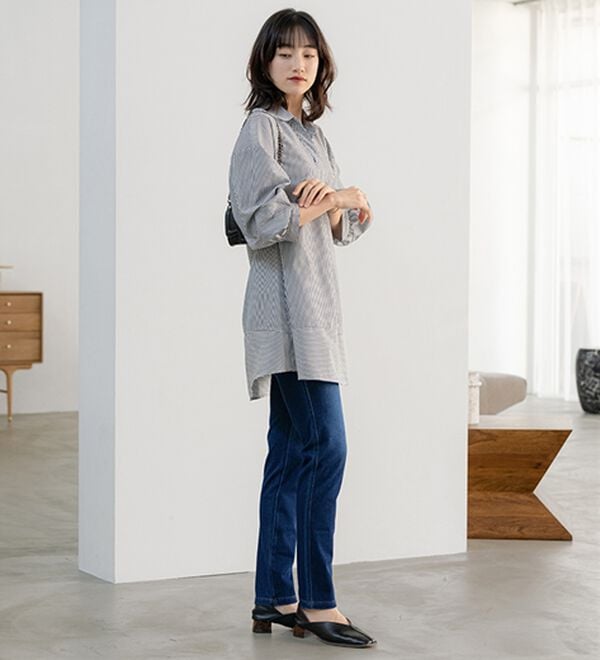 BELLUNA（ベルーナ）の「麻調素材袖タックデザインシャツチュニック（チュニック）」｜詳細画像