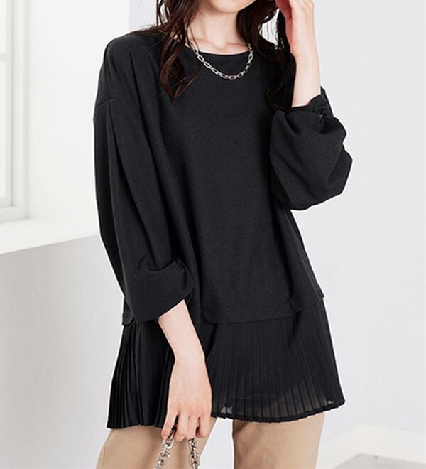 BELLUNA（ベルーナ）の「かのこ素材裾プリーツプルオーバー（カットソー）」｜詳細画像